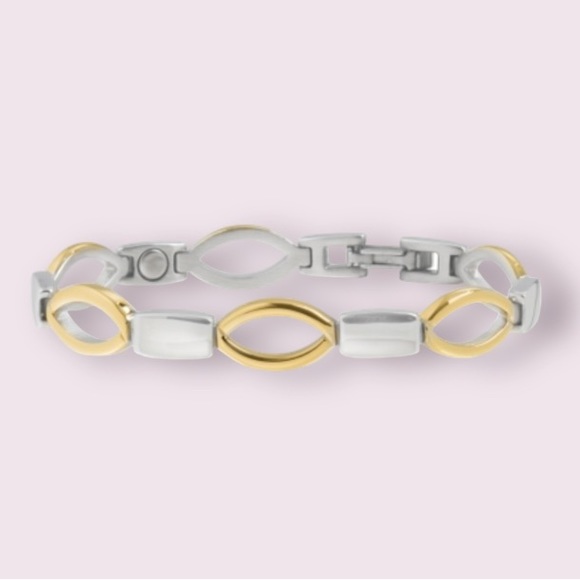 Sabona of London Infinity Silver and Gold Magnetic Bracelet - Picture 1 of 16